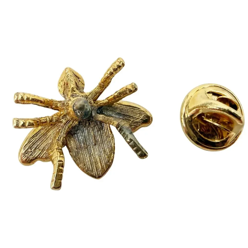 vintage rhinestones & gold tone metal Bee Lapel Pin insect jewelry Ballou Reg'd